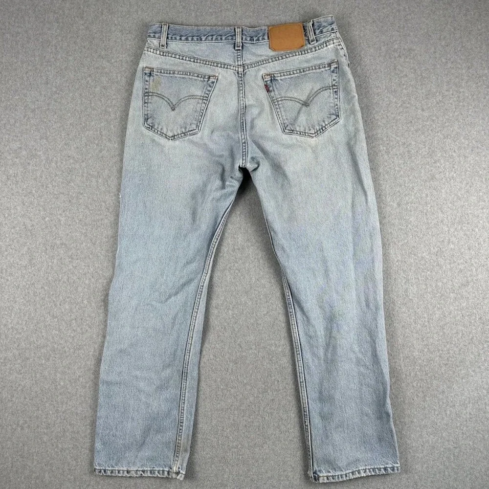 Vintage Levi 505 Men 90's Straight Light Wash Distressed Denim Jeans Rodeo 34x29
